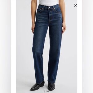 Levi's Dark Blue Straight Leg High-Rise Jeans